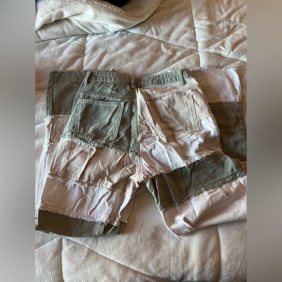 Shein green, tan and white jeans. - Picture 3 of 4